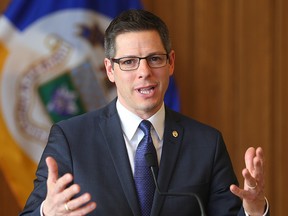 Mayor Brian Bowman speaks about the city budget during a press conference in Winnipeg, Man. Wednesday March 02, 2016.
Brian Donogh/Winnipeg Sun/Postmedia Network