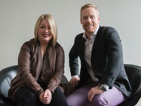 Jann Arden and Jon Montgomery sit for an interview in Toronto on Thursday March 3, 2016. Arden and Montgomery will be the hosts of the 2016 Juno Awards to be held in Calgary on Sunday, April 3, 2016. THE CANADIAN PRESS/Christopher Katsarov