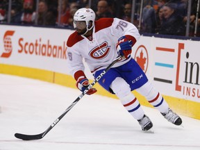 Canadiens defenceman P.K. Subban is on the outside looking in to be selected by Team Canada for the upcoming World Cup of Hockey. (Jack Boland/Toronto Sun)
