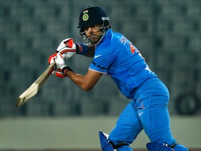 India’s Yuvraj Singh plays a shot during the Asia Cup Twenty20 international cricket match against United Arab Emirates in Dhaka, Bangladesh, Thursday(AP Photo/A.M. Ahad)