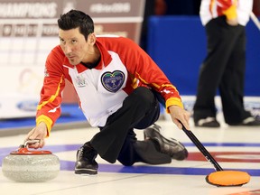 Skip Wade Kingdon of Team Nunavut is seen during practice for the Brier at TD Place in Ottawa on Thursday, March 3, 2016. (Jean Levac/Postmedia Network)