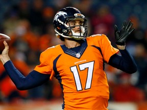 Denver Broncos quarterback Brock Osweiler throws against the Cincinnati Bengals during the first half of an NFL football game in Denver. (AP Photo/Joe Mahoney, File)