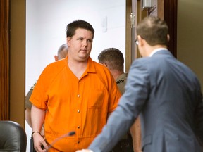 Justin Ross Harris arrives for his court appearance at Cobb Superior Court on Monday, Oct. 12, 2015 in Marietta, Ga. Police have said Harris left 22-month-old Cooper in an SUV on a hot day in June 2014. He faces multiple charges, including murder. Harris' attorneys have said the death was a tragic accident. (Kathryn Ingall/ The Marietta Daily Journal via AP)