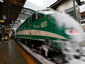 A GO Transit train exits Union Station. (Jack Boland/Toronto Sun files)