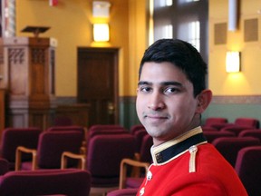 Fourth-year Officer Cadet John Jacob, organizer of the 2016 Royal Military College of Canada Model UN Conference, in Currie Hall at RMC on Sunday. (Steph Crosier/The Whig-Standard)