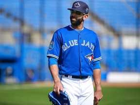 Toronto Blue Jays right fielder Jose Bautista warms up before an interleague game at Florida Auto Exchange Stadium in Dunedin, Fla., on Feb. 29, 2016. (Kim Klement/USA TODAY Sports)