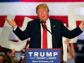 Republican presidential candidate Donald Trump speaks at a campaign rally in New Orleans in this March 4, 2016 file photo. (AP Photo/Gerald Herbert, File)