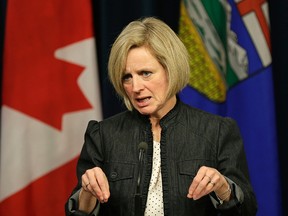 Alberta Premier Rachel Notley responds at the Alberta Legislature on March 1, 2016 to a bid by the Quebec government to gain a court injunction that would require that TransCanada Corporation follow the province's environmental process as it prepares for its Energy East pipeline. (PHOTO BY LARRY WONG/POSTMEDIA)