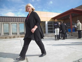 Deb Matthews leaves the Elgin-Middlesex Detention Centre following her tour of the facility in London. (DEREK RUTTAN, The London Free Press)