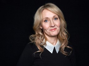 In this Oct. 16, 2012, file photo “Harry Potter” novels author J.K. Rowling poses for a photo at an appearance at The David H. Koch Theater in New York. (Photo by Dan Hallman/Invision/AP, File)