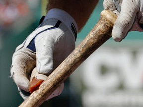 A player prepares for an at-bat in the fifth inning of a spring training baseball game in Fort Myers, Fla., on March 7, 2016. (AP Photo/Patrick Semansky)