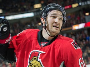 Ottawa Senators right wing Mark Stone (61) celebrates scoring a goal in the second period against the Tampa Bay Lightning at the Canadian Tire Centre. Marc DesRosiers-USA TODAY Sports