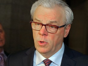 Manitoba Premier Greg Selinger speaks to the media after the Conservatives attempted to block the reading of the NDP's financial update in the Legislature in Winnipeg, Man. Tuesday March 08, 2016.
Brian Donogh/Winnipeg Sun/Postmedia Network