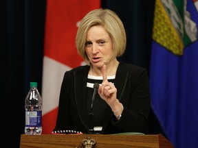 Alberta Premier Rachel Notley speaks at a news conference in the Alberta Legislature on March 8, 2016 prior to the reading of the Speech from the Throne.  (PHOTO BY LARRY WONG/POSTMEDIA NETWORK)