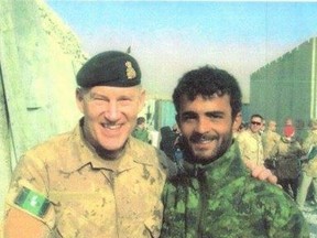 Gen. Walter Natynczyk, former chief of defence, and James Akam in Afghanistan. (Supplied)