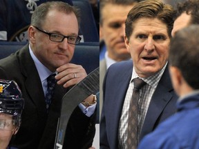 Dan Bylsma of the Buffalo Sabres and Mike Babcock of the Toronto Maple Leafs (USA Today Sports)