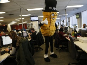 Mr. Peanut visits the Toronto Sun offices on Wednesday March 2, 2016. (Jack Boland/Toronto Sun)