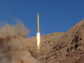 A ballistic missile is launched and tested in an undisclosed location, Iran, March 9, 2016. (REUTERS/Mahmood Hosseini/TIMA)