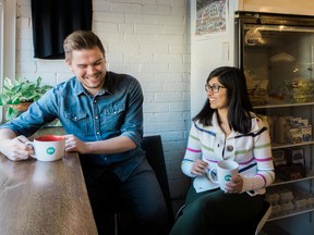 FreshBooks employees Ryen Martel and Mudita Shekhawat took part in the blind date initiative, which brings employees together in a professional manner to connect, share ideas and bring their passions to the table -- whether at a pizza parlour, coffee shop or in the office kitchen with snacks.