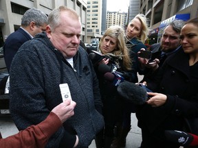 Rob Ford leaves Mount Sinai Hospital after learning his cancer was back on Oct. 29, 2015. (Craig Robertson/Toronto Sun/Postmedia Network)