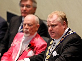 (22) Rob Ford speaks as newly Elected Mayor Rob Ford is officially handed the Chain of Office during the 1st meeting of Council at the City of Toronto Council Chambers in Toronto December 7th, 2010. Photo by Dave Abel/Toronto Sun/QMI Agency
