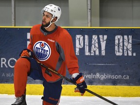 Oilers defenceman Darnell Nurse during practice held at the Leduc Recreation Centre before departing for a out-of-town game. Edmonton, March 9, 2016.