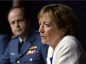 Marie Deschamps, a former Supreme Court justice and author of an inquiry into sexual misconduct in the Canadian Forces, speaks at a news conference in Ottawa on Thursday, April 30, 2015. THE CANADIAN PRESS