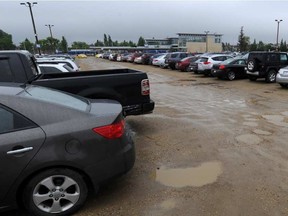 The parking lot fills up quickly at Edmonton's Century Park LRT station. (John Lucas photo)