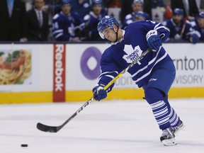 Defenceman Connor Carrick will battle for a spot on the Maple Leafs blue line for next season. (John E. Sokolowski/USA TODAY Sports)