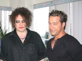 Bill Welychka backstage with The Cure’s Robert Smith during a 2004 interview (Supplied photo)
