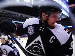 Colorado Avalanche left wing Gabriel Landeskog looks for the puck during the third period against the Winnipeg Jets at the Pepsi Center in Denver on Feb. 6, 2016. (Ron Chenoy/USA TODAY Sports)
