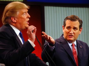 Republican presidential candidates, businessman Donald Trump and Sen. Ted Cruz. (AP Photo/Paul Sancya, File)