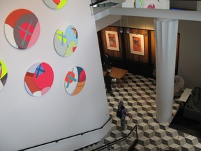 A detail from New Jersey artist KAWS? NYT shows how the 2013 work dominates the lobby at the Le Meridien Columbus, The Joseph, a new hotel in Columbus, Ohio. (JAMES REANEY/THE LONDON FREE PRESS)
