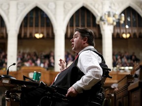 Canada's Veterans Affairs Minister Kent Hehr speaks during Question Period in the House of Commons on Parliament Hill in Ottawa, Canada, January 25, 2016. REUTERS/Chris Wattie