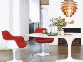 Eero Saarinen?s Pedestal collection, featuring his celebrated Tulip Chair, circa 1957, is still produced by American design firm.
