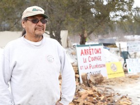 Gino Donato/Sudbury Star/Postmedia Network
Clyde McNichol at a tent that is a symbol of a protest against logging, building and spraying in the Benny forest.