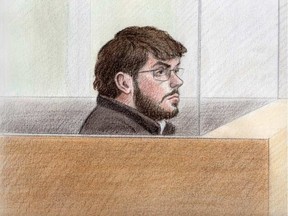 Court sketch of Ismael Habib, 28, of Montreal appearing in court last week. LAUREN FOSTER-MACLEOD / OTTAWA CITIZEN