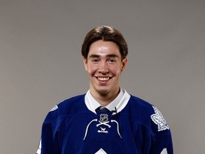 Rinat Valiev of the Toronto Maple Leafs poses for a portrait during the 2014 NHL Draft at the Wells Fargo Center on June 28, 2014 in Philadelphia, Pennsylvania.  (Jeff Zelevansky/Getty Images/AFP)
