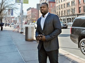 Curtis "50 Cent" Jackson arrives at court for a federal bankruptcy hearing, Wednesday, March 9, 2016, in Hartford, Conn. (AP Photo/Jessica Hill)