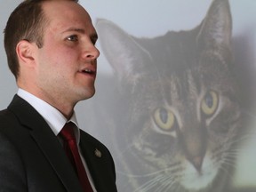 Liberal MP Nathaniel Erskine-Smith outlines his private member's bill to modernize Canada's animal protection laws on March 2, 2016 at the Toronto Humane Society. (Veronica Henri/Toronto Sun)