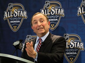 NHL commissioner Gary Bettman spoke Friday at the MIT Sloan Sports Analytics Conference in Boston on a variety of topics. (Mark Humphrey/AP Photo/Files)