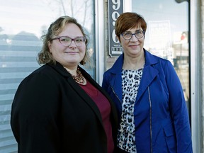 Sarah Hoffman (left/Alberta Minister of Health) announced that Dr. Karen Grimsrud (right) has been appointed the new Chief Medical Officer of Health for Alberta. The announcement was made in Edmonton on Friday March 11, 2016. Larry Wong/Postmedia Network.