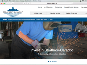 A screenshot of the newly-designed website for Strathroy-Caradoc