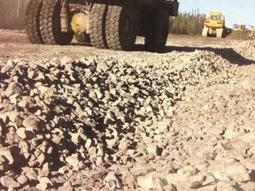 Road construction at Berens River First Nation where over 50 kilometres of all-season road has been completed on east side of Lake Winnipeg (ESRA Handout)