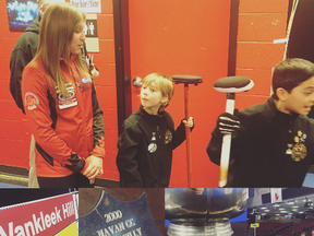 Ottawa skip Rachel Homan talks to one of the Little Rockers at the Tim Hortons Brier. (Submitted photo)