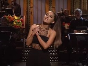 Ariana Grande delivers her monologue on Saturday Night Live March 12, 2016. (Screengrab)