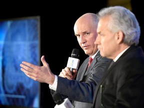 Team Canada general managar Doug Armstrong speaks to media. (Dan Hamilton/USA TODAY Sports)