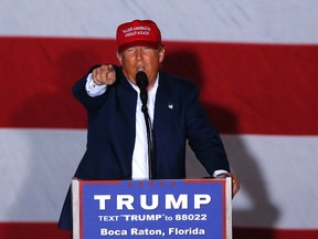 Republican presidential candidate Donald Trump speaks during a campaign rally in Boca Raton, Fla., on March 13, 2016. (AP Photo/Paul Sancya)