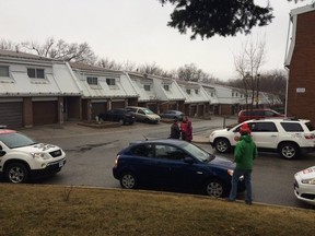 Media on the scene near Sheppard Ave. E. and Leslie St. where a man was fatally shot around 11 p.m. on March 13, 2016. The Special Investigations Unit is investigating. (Michael Peake/Toronto Sun)