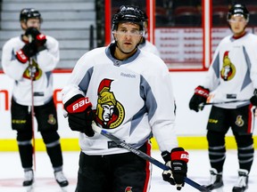 Ottawa Senators left wing Clarke MacArthur during team practice at the Canadian Tire Centre on Monday March 14, 2016. Errol McGihon